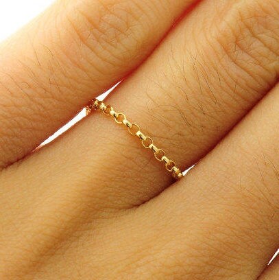 Gold chain ring | Etsy