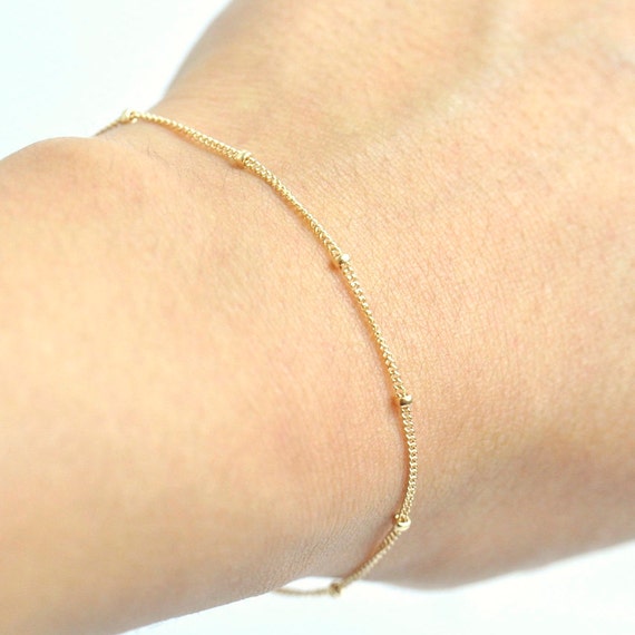 14K Yellow Gold. Delicate Gold Bracelet Thin and feminine Etsy