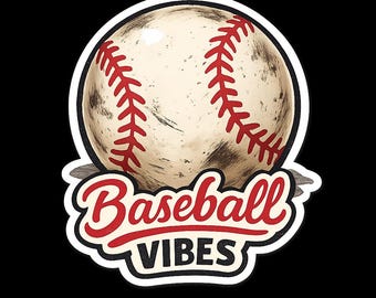 Pegatina Baseball Vibes / Pegatina de béisbol vintage / Calcomanía de vinilo con estética deportiva / Regalo para amantes del béisbol / Pegatina para portátil o botella de agua / 2x2