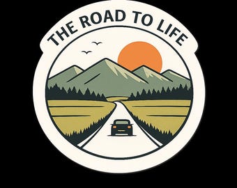Pegatina "El camino a la vida" / Pegatina para coche de aventura / Pegatina de vinilo "Carretera de montaña" / Pegatina para portátil de viaje / Calcomanía minimalista para exteriores