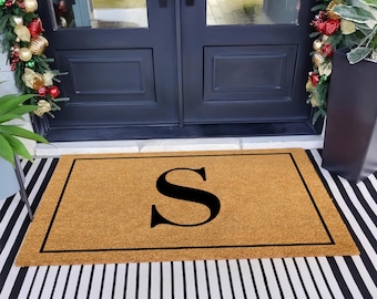 Wedding Gift for Couple Engagement Gift Simple Monogram Family Monogram Personalized Doormat Housewarming Gift Door Mat Welcome Mat