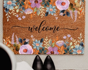 Wildflowers Welcome Mat, Floral Welcome Doormat,Personalized Colorful Floral Doormat, Spring&Summer Front Porch Decor,Cute Housewarming Gift