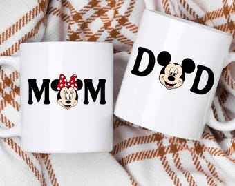 Disney Family Trip Mug , Mickey Minnie Mom Dad Mug, Custom Disney Couple Mug, Minnie Gift Mug, Mothers Day Gift, Disney Lover