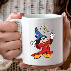 Walt Disney Fantasia Retro Mickey Mouse Sorcerer Mug, Fantasia Mickey Mug, Disneyland Trip Matching Ceramic Mug, Gift for Disney Lover image 1