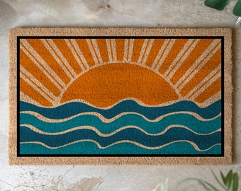 Vibrant Boho Sunset Doormat, New Home Gift, Bohemian Decoration, Entryway Decor, Front Door Mat, Boho Doormat, Outdoor Decor, Welcome Mat