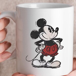 Retro Mickey Mouse Mug, Disney Mickey Mouse Classic Pose Mug, Disney Lover Gift, Disneyland Mug, Sketch Mickey image 3