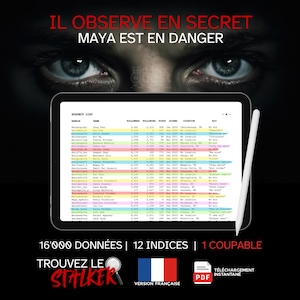 Trouvez Le Stalker (Français) | Livre de Puzzle Numérique – Jeu des Suspects – Enquête Qui Est le Coupable – Eliminez les Prénoms