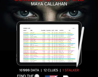 Find The Stalker | Printable Murder Mystery Word Search Puzzle Book – True Crime Investigation Game for Teens & Adults (Digital Download)