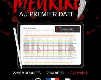 Meurtre au Premier Date (Français) | Enquête Meurtres et Mystère à Imprimer – Livre Puzzles Numérique Mots Mêlés pour Adolescents et Adultes