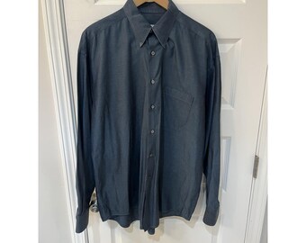 Vtg Ermenegildo Zegna Soft Shirt Mens 16.5 42 Gray Cotton Made In Italy Luxury