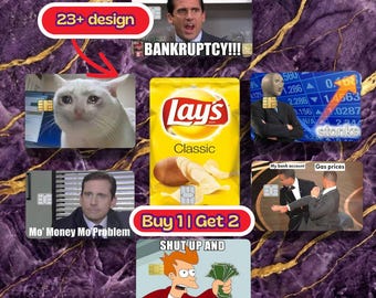 Funny Credit card skin PACK X4 | Debit card skins meme |  Bank credit card skin | Cover card wrap | waterproof | Anti-scratch