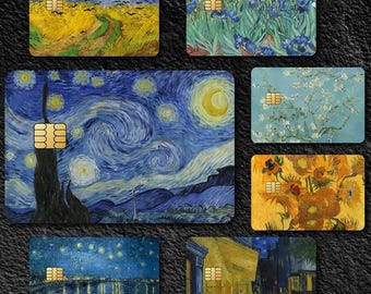 Van Gogh Credit card skin PACK X4 | Impressionism art sticker | Debit card skins art history  Bank skin | Cover card wrap