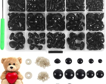 566pcs Safety Eyes and Noses for Amigurumi Crochet Toys Stuffed Animals Plush Dolls Teddy Bears Craft Supplies Various Sizes with Washers