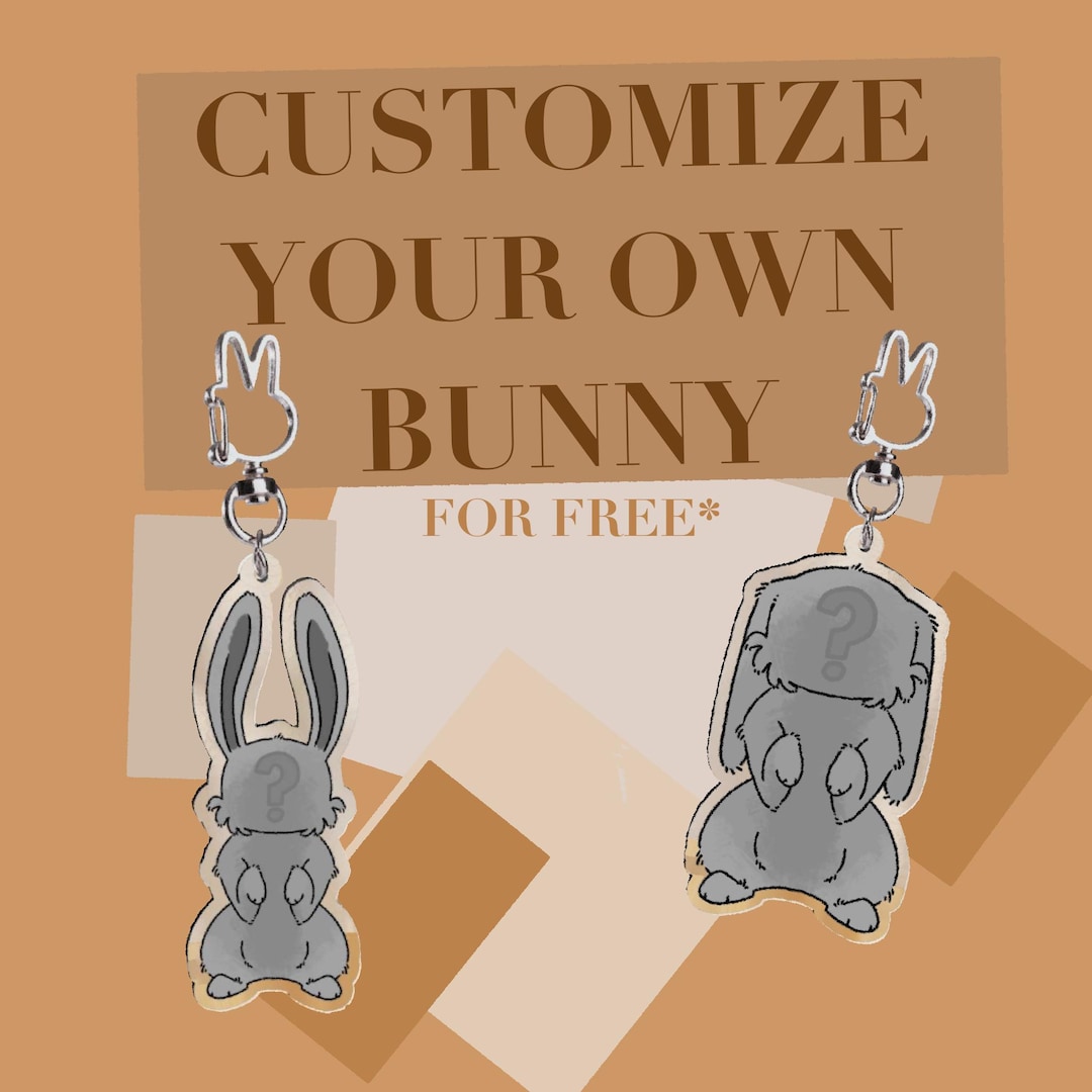 Dvas Rabbit Keychain Customizable Rabbit Keychain Floppy and Normal Ears, Acrylic ...
