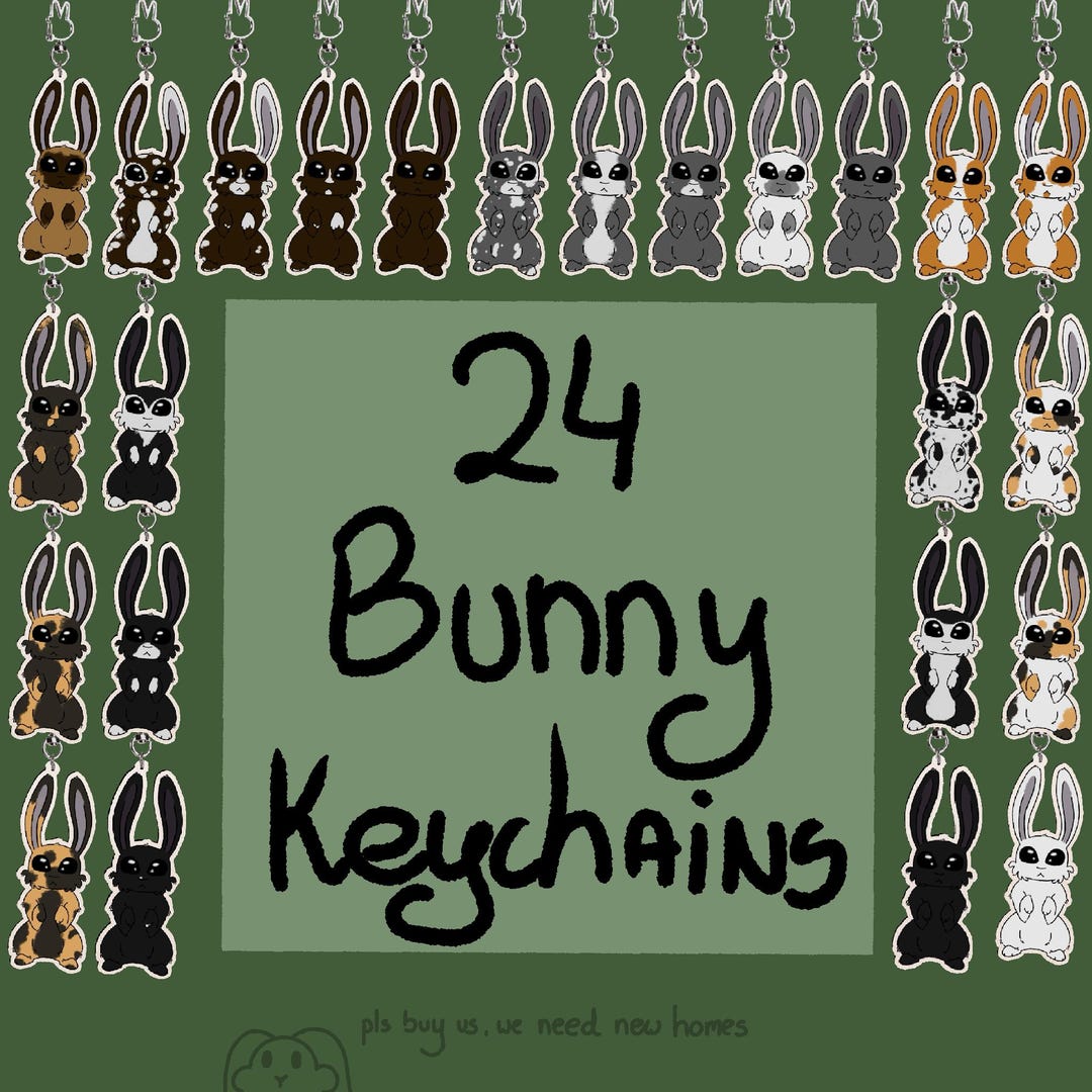 Bon The Rabbit Keychain Bunny Keychain 24 Variations Commisions Open Rabbit - Etsy