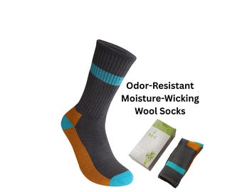 Odor-Resistant Wool Crew Socks for Sweaty Feet – Breathable Work & Everyday Socks| Thermal socks| Gift for Him| Gift for Her| Valentine gift