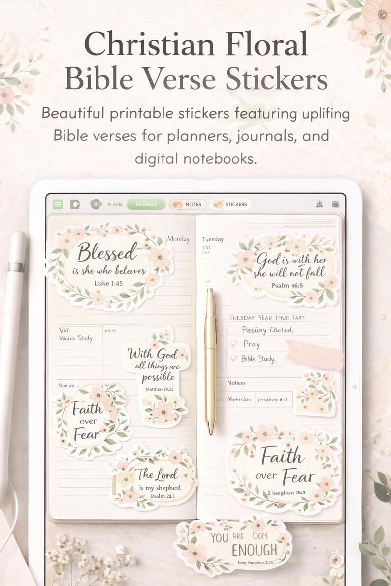 Christian Floral Bible Verse Stickers - Etsy