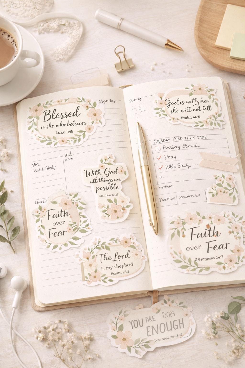 Christian Floral Bible Verse Stickers - Etsy
