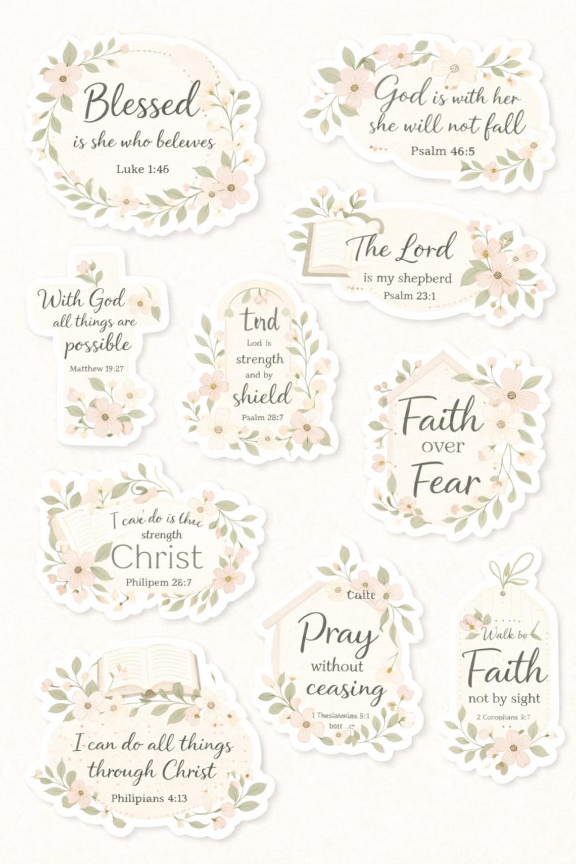 Christian Floral Bible Verse Stickers - Etsy