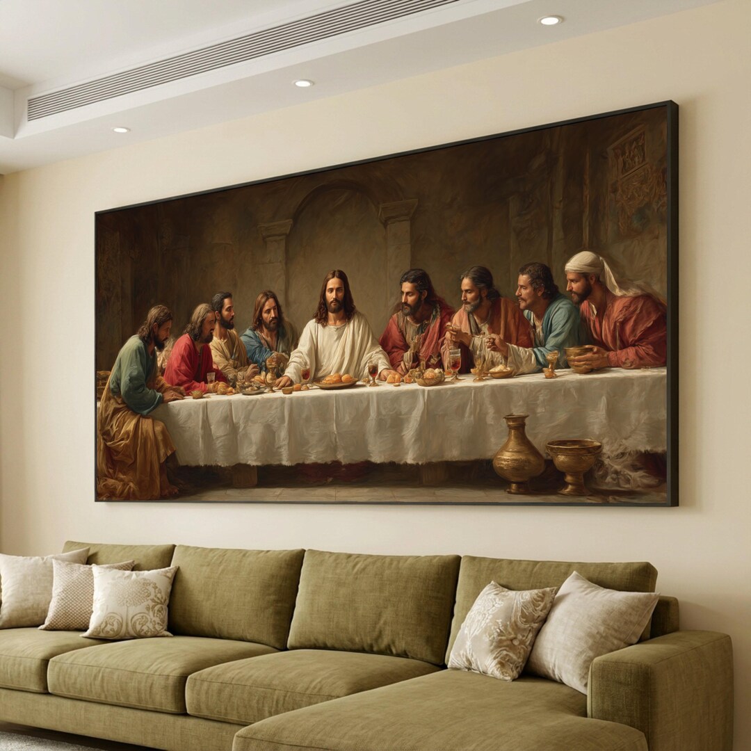The Last Supper Canvas Wall Art, Religious Jesus and Disciples Biblical ...