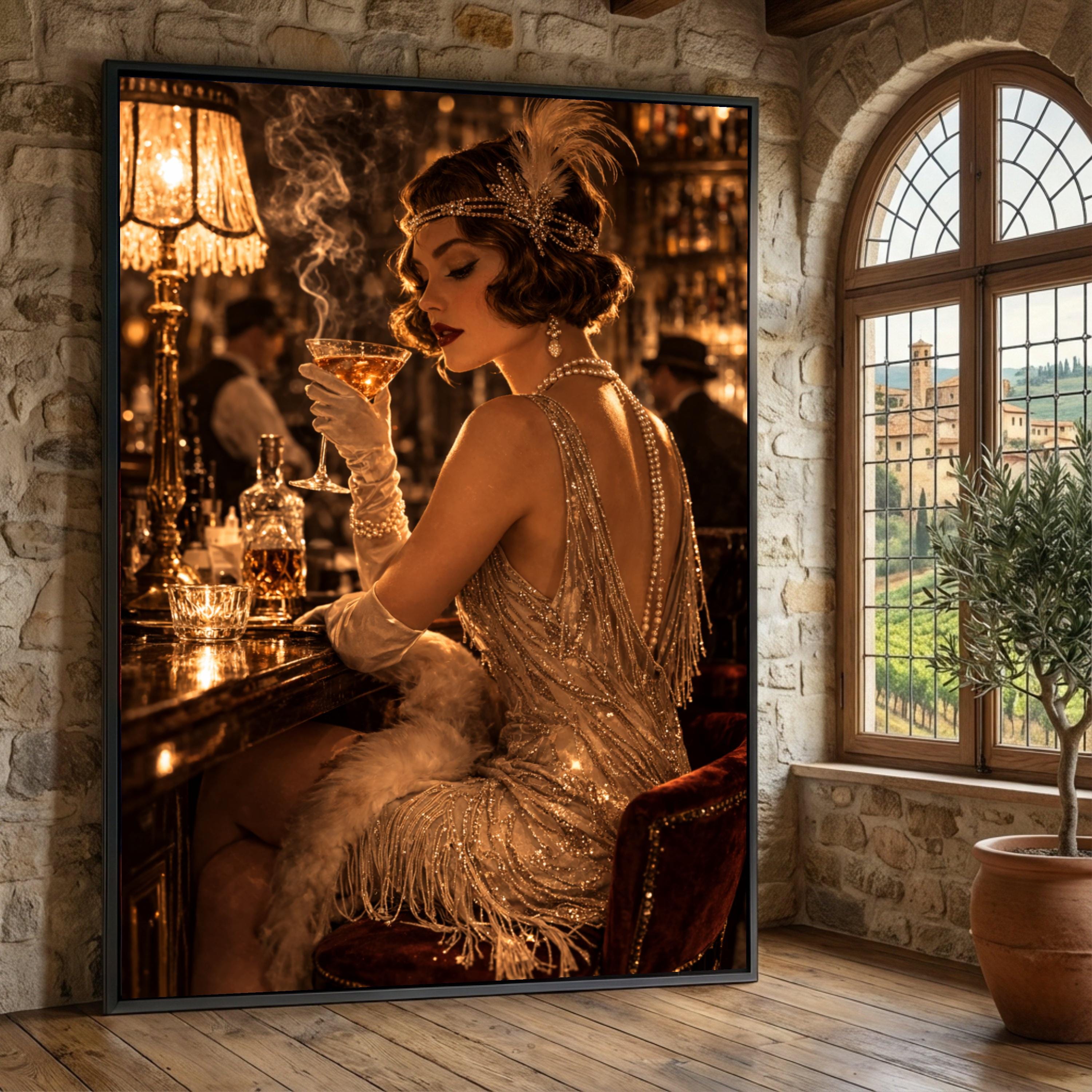 1920s Flapper Elegant Woman Canvas, Vintage Glamour Canvas, Roaring ...