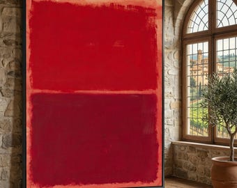 Mark Rothko Abstrakte Rote Blöcke Leinwand Wandkunst, Mark Rothko Moderne minimalistische Farbfeld Kunst, zeitgenössisches Wohndekor