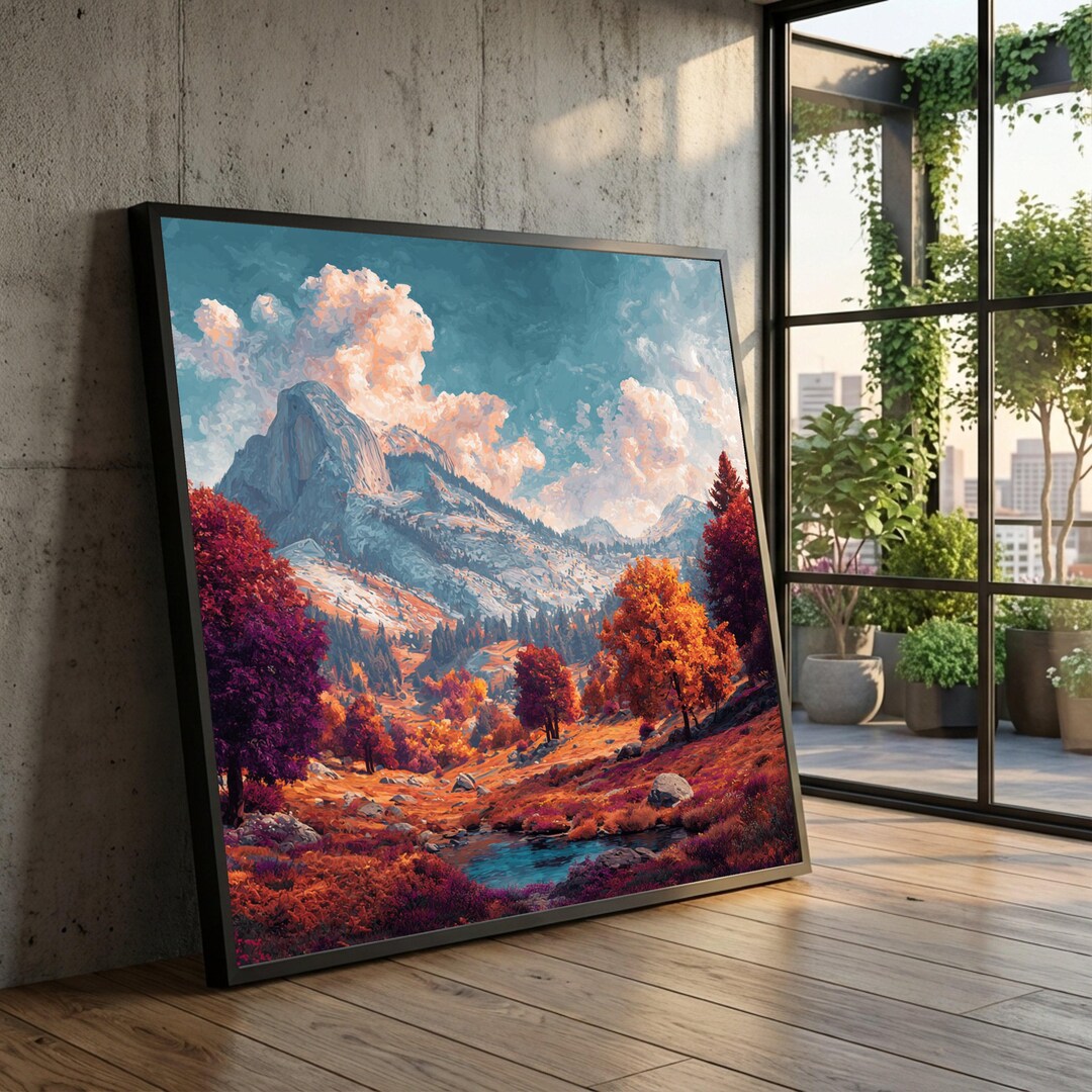 Autumn Mountain Landscape Canvas, Fall Tree Wall Art, Colorful Nature ...