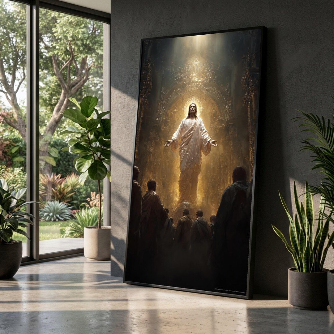 Radiant Jesus Christ Canvas, Divine Light Religious Wall Art ...