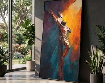 Crucifixion of Jesus Canvas Wall Art, Religious Christian Spiritual Cross Canvas, Biblical Scene Wall Decor, Inspirational Home Decoration