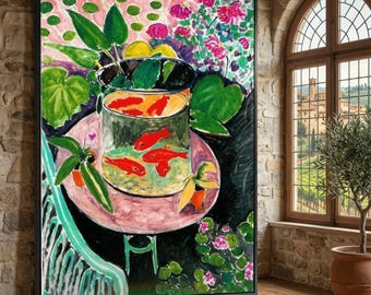 Henri Matisse Goldfish Bowl Canvas, Colorful Floral Still Life Wall Art, Vibrant Home Decor, Artistic Nature Canvas Print