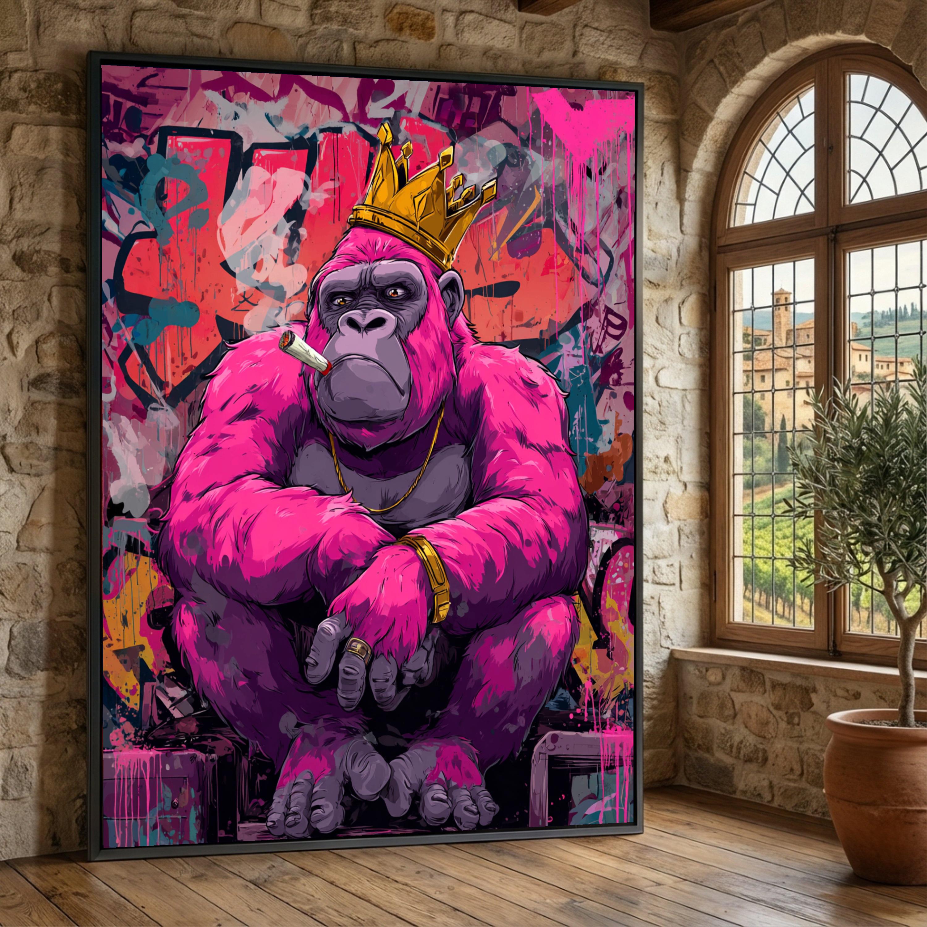特大ゴリラ　ハンドメイド　アート作品 Colorful gorilla art - Etsy 日本