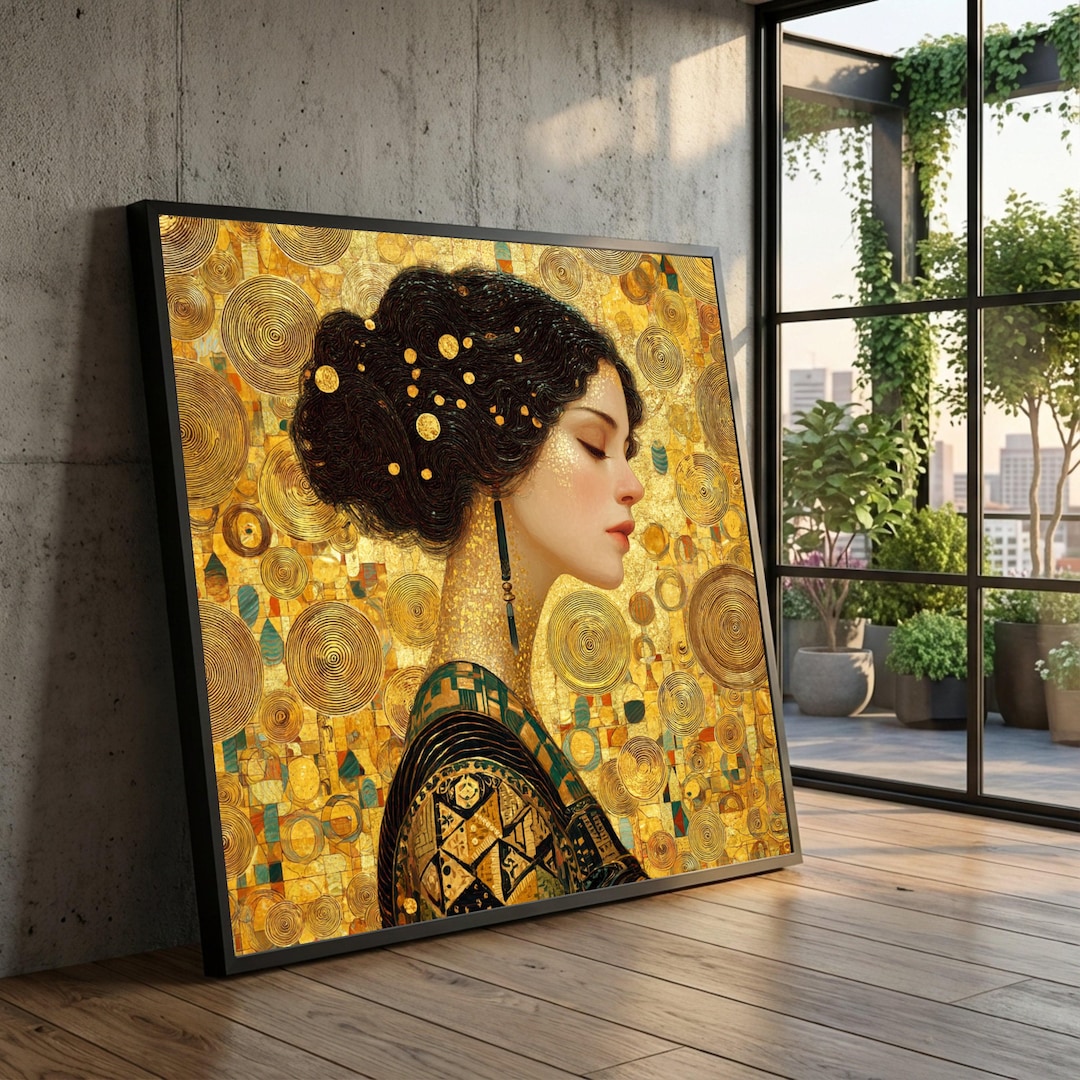 Gustav Klimt Elegant Woman Profile Canvas, Gold Leaf Art Print ...
