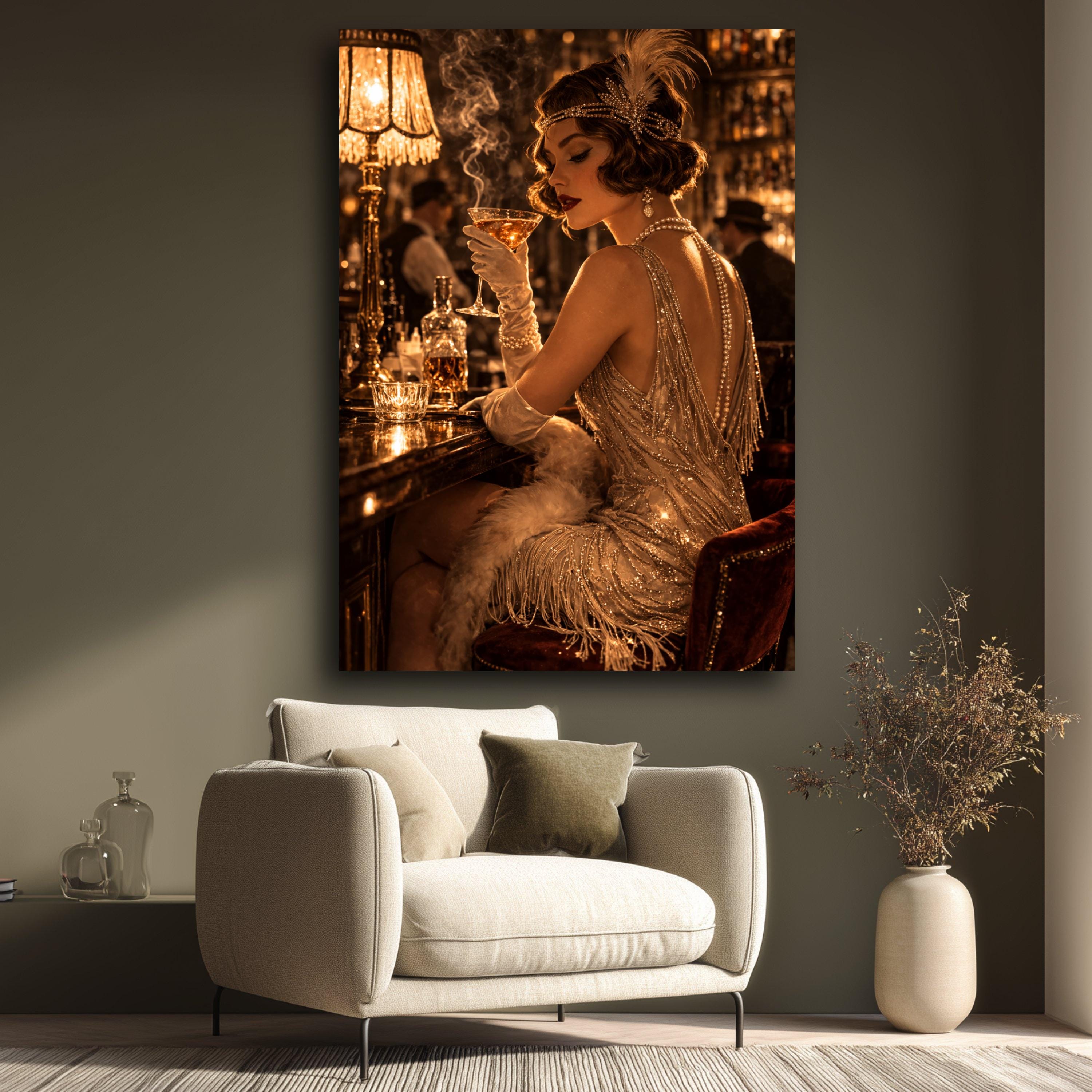 1920s Flapper Elegant Woman Canvas, Vintage Glamour Canvas, Roaring ...
