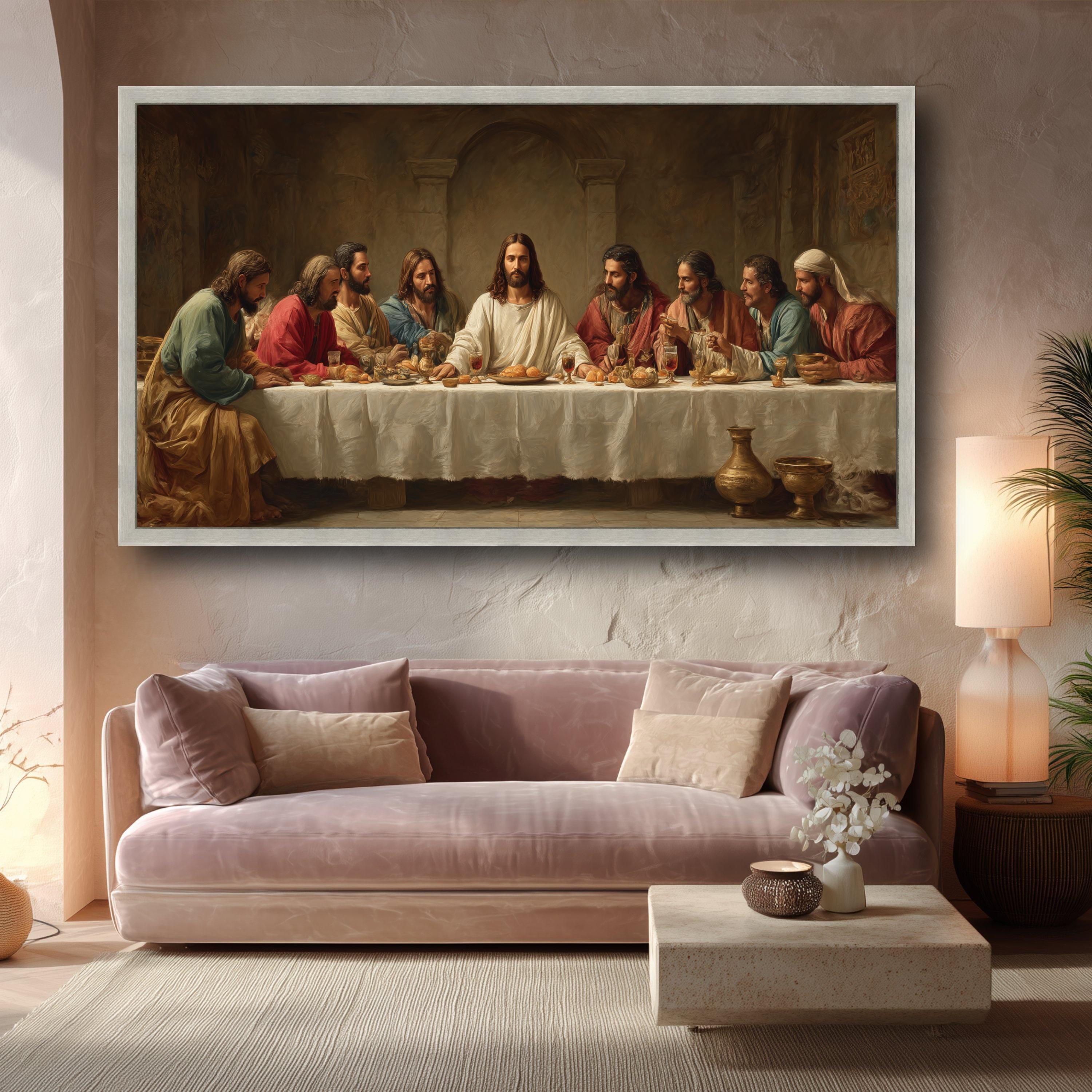The Last Supper Canvas Wall Art, Religious Jesus and Disciples Biblical ...