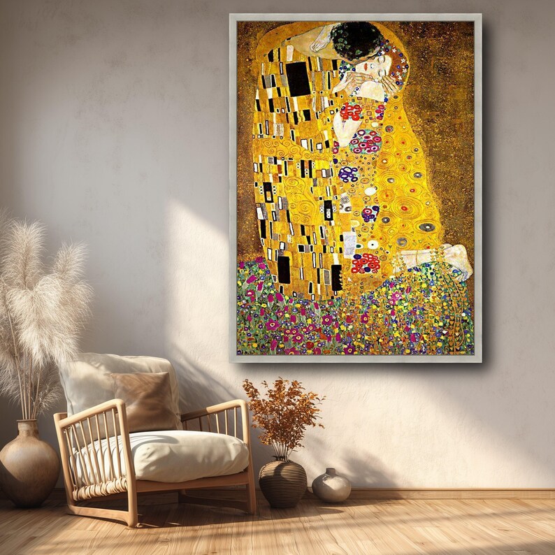 Gustav Klimt the Kiss Canvas Wall Art, Gustav Klimt Romantic Gold Art ...