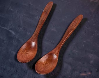 Juego de 6 cucharas de té de madera, cucharas largas para café, cucharas de miel y postre de madera natural, agitador de bebidas, vajilla de estilo coreano.