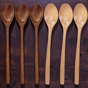 6 delar träskedsset i koreansk stil, bambu soppskedar, naturligt trä, kaffe, honung, blandningssked, köksredskap