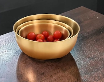 Juego de 3 piezas de cuencos para mezclar de acero inoxidable, cuencos para ensalada, cuencos para hornear de cocina, cuencos apilables para preparar y servir.