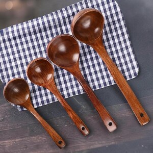 Louche à soupe en bois, long manche, ustensile de cuisine, casserole antiadhésive, cuillère en bois sûre, vaisselle de cuisine, outil de cuisine écologique