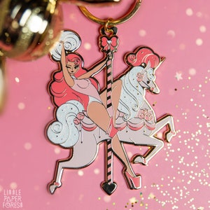 Unicorn Carousel Keychain EXTRA LARGE 3.5 INCHES Medium Skin