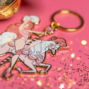 Unicorn Carousel Keychain EXTRA LARGE 3.5 INCHES image 1