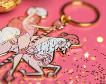 Unicorn Carousel Keychain (EXTRA LARGE 3.5" INCHES)
