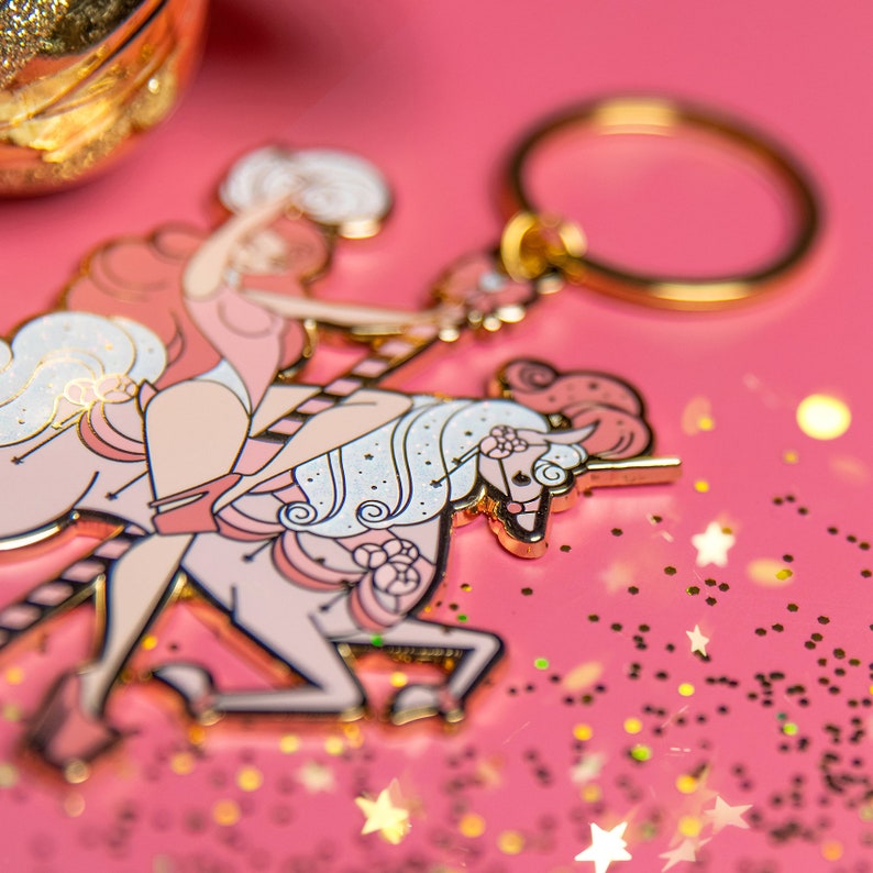 Unicorn Carousel Keychain EXTRA LARGE 3.5 INCHES image 1