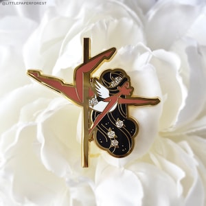 Eros (Black Hair) Pole Dancing Gold Enamel Pin