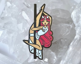 Unicorn (Pink) Pole Dancing Silver Enamel Pin