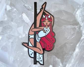 Unicorn (Pink) Pole Dancing Silver Enamel Pin