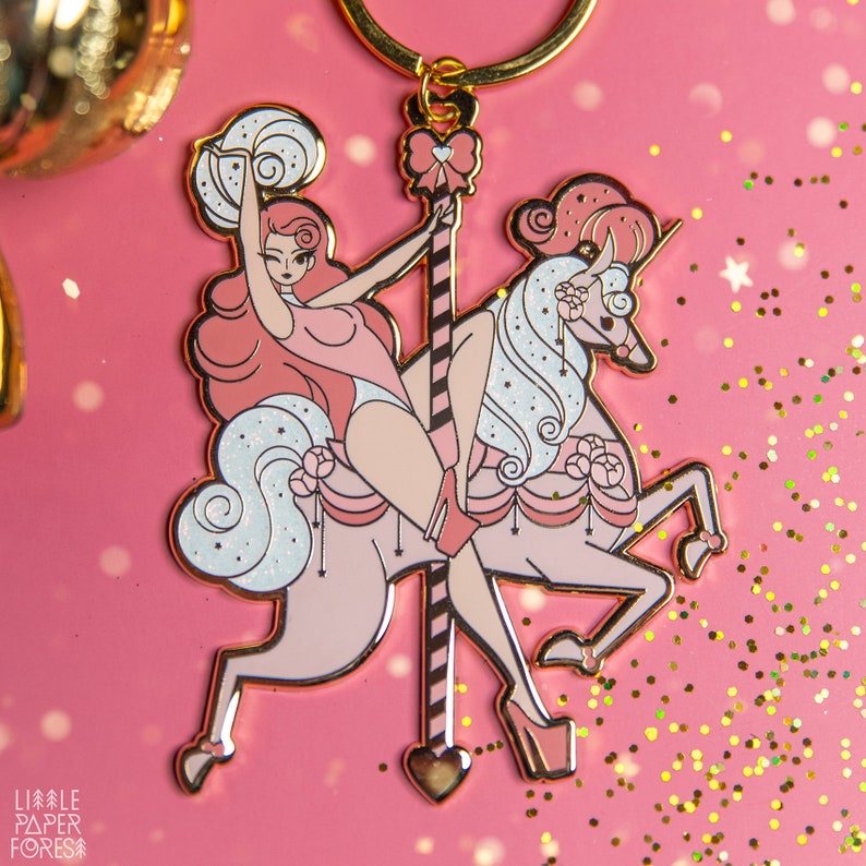 Unicorn Carousel Keychain EXTRA LARGE 3.5 INCHES Light Skin