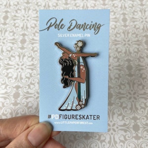 Sleeping Beauty & Figure Skater Pole Dancing Silver Enamel Pin image 3