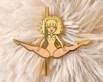 Teddy (Nude Outfit Edition) Pole Dancing Gold Enamel Pin