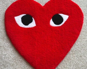 Handmade Tufted Heart Rug | Designer-Inspired Japanese Fashion PLAY Style | Custom Acrylic Yarn Floor or Wall Decor